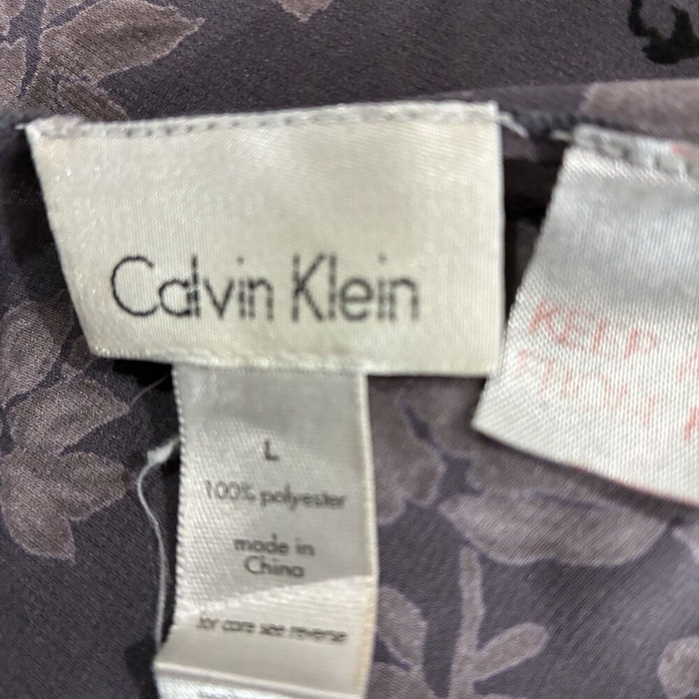 Y2K Calvin Klein Women's Gray Spaghetti Strap Camisole Top Floral Size L Fairy - Picture 5 of 6